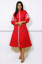 Midi Dress with Embroidery